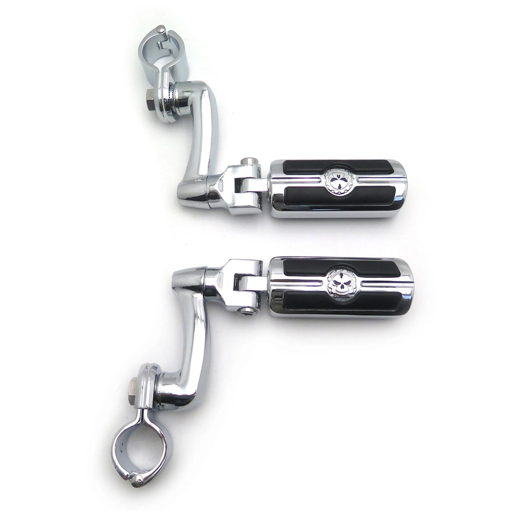 Chrome 32mm 1.25" Engine Guard Skull Footpeg for Harley Davidson
