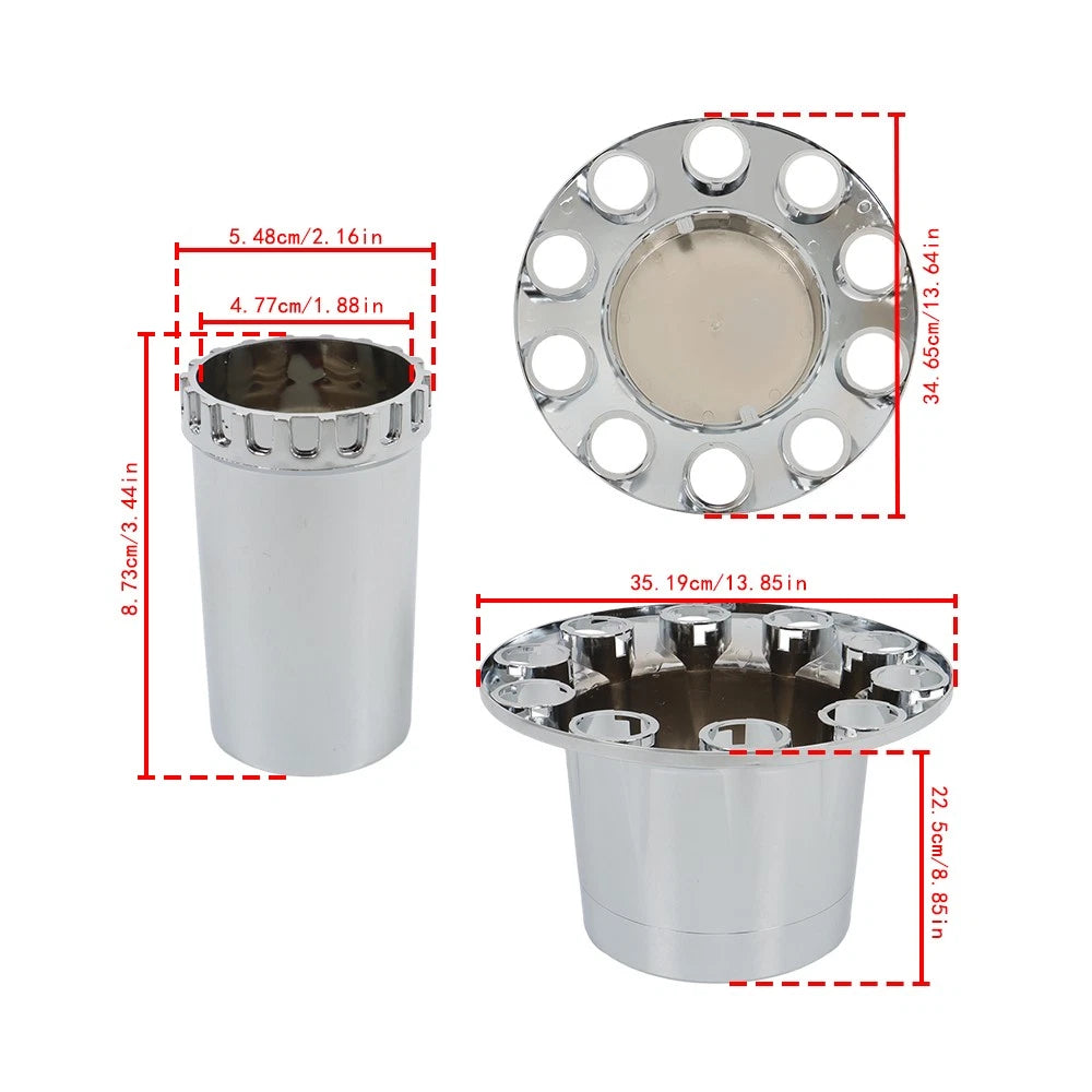Front Axle Cover Kit for - ABS Chrome, 33mm Flange Nut