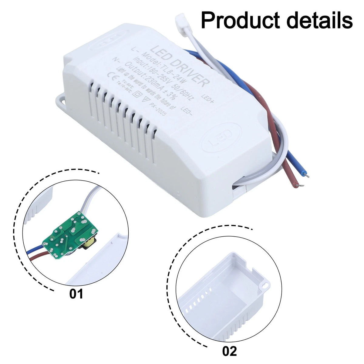 LED Ceiling Light Driver AC180-265V 50/60Hz DC90-140V 240mA