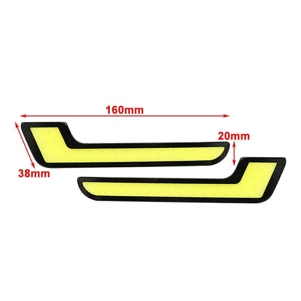 Pair 12V L Shape COB White LED Daytime Running Lights for Car
