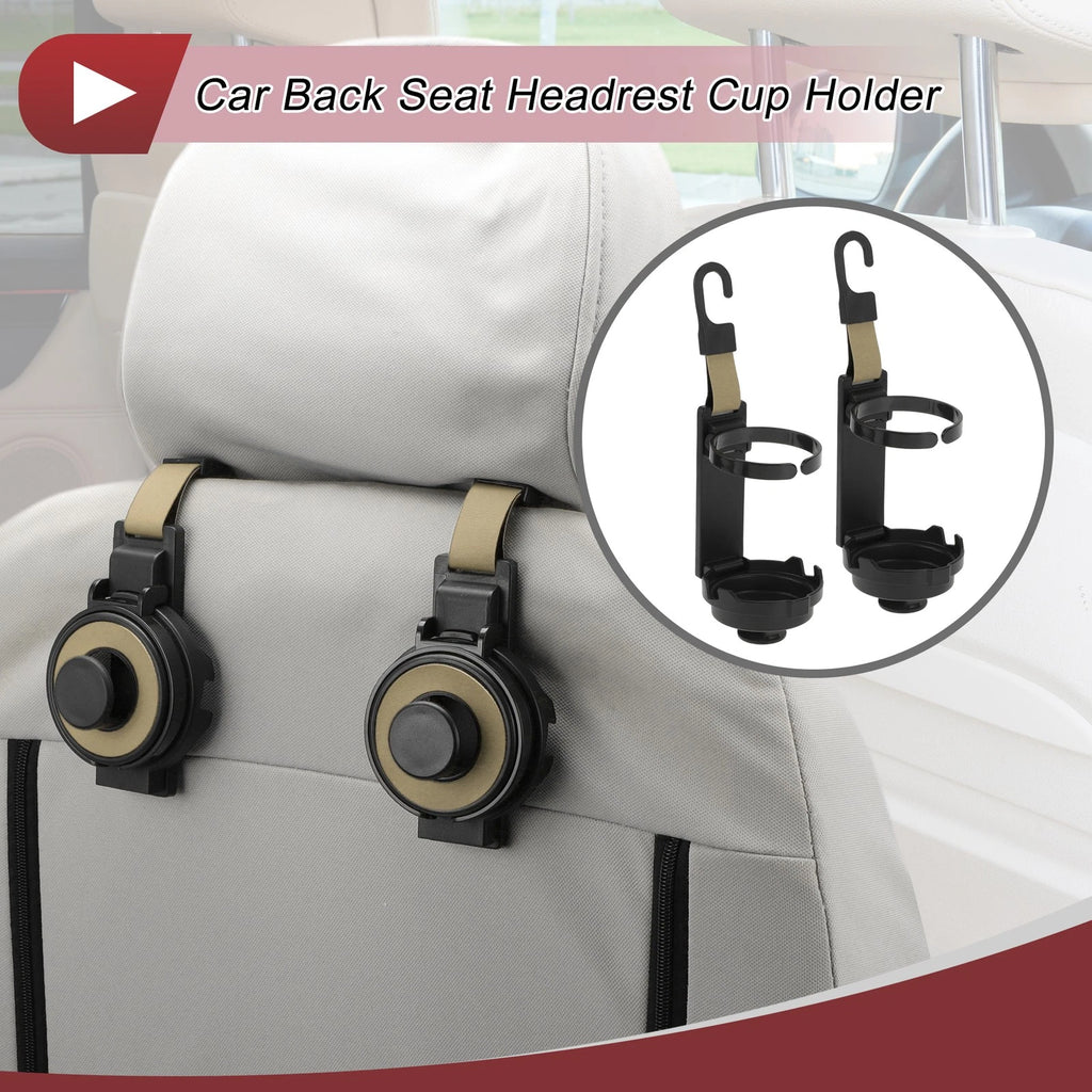 2X Back Seat Headrest Cup Holder for Car (Beige)