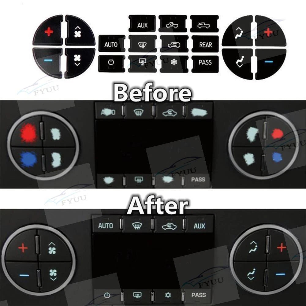 AC Dash Button Repair Kit Decal Stickers for Buick Enclave (2008–2012)
