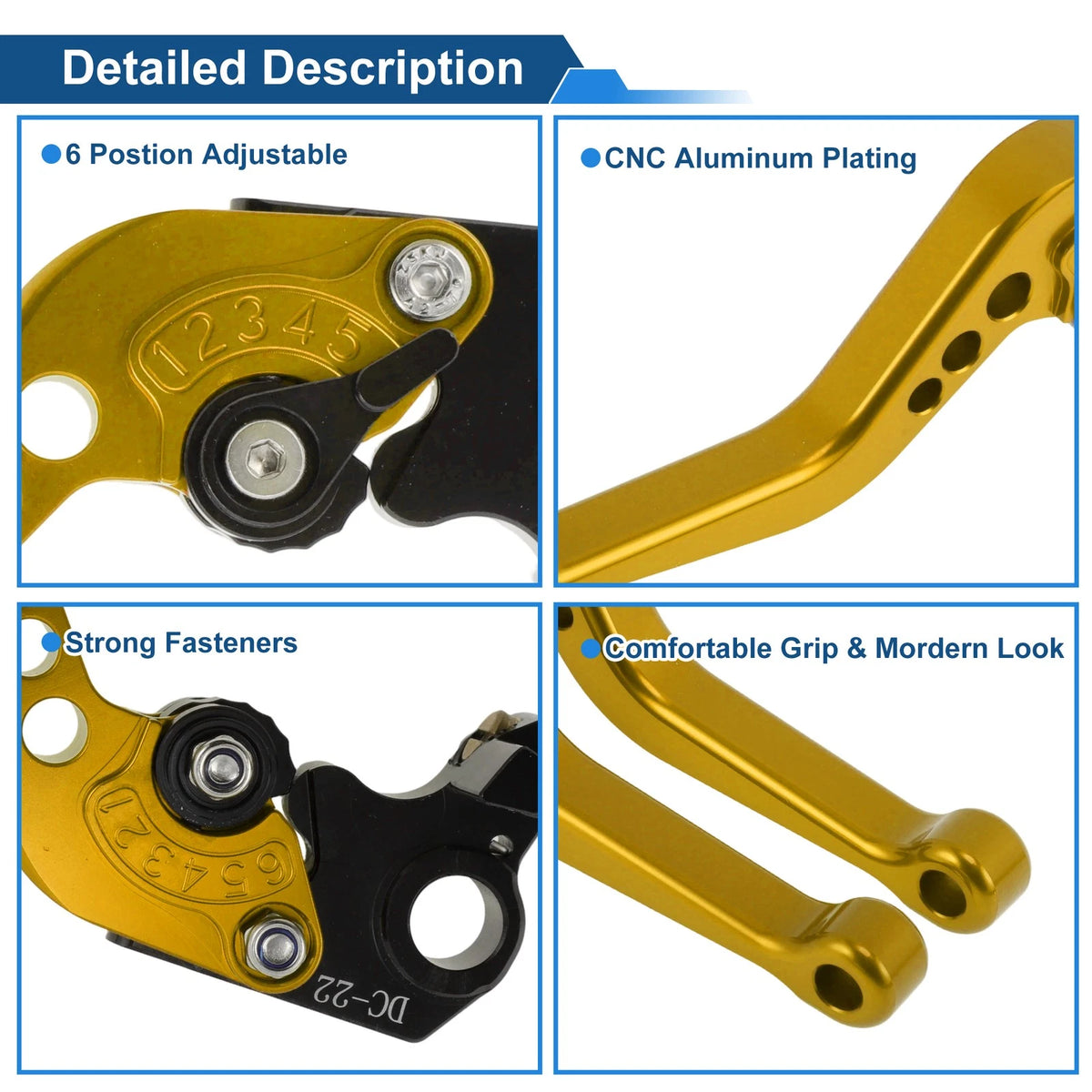 Adjustable Short Brake Clutch Levers for Ducati Monster 695 (2007–2008) Gold