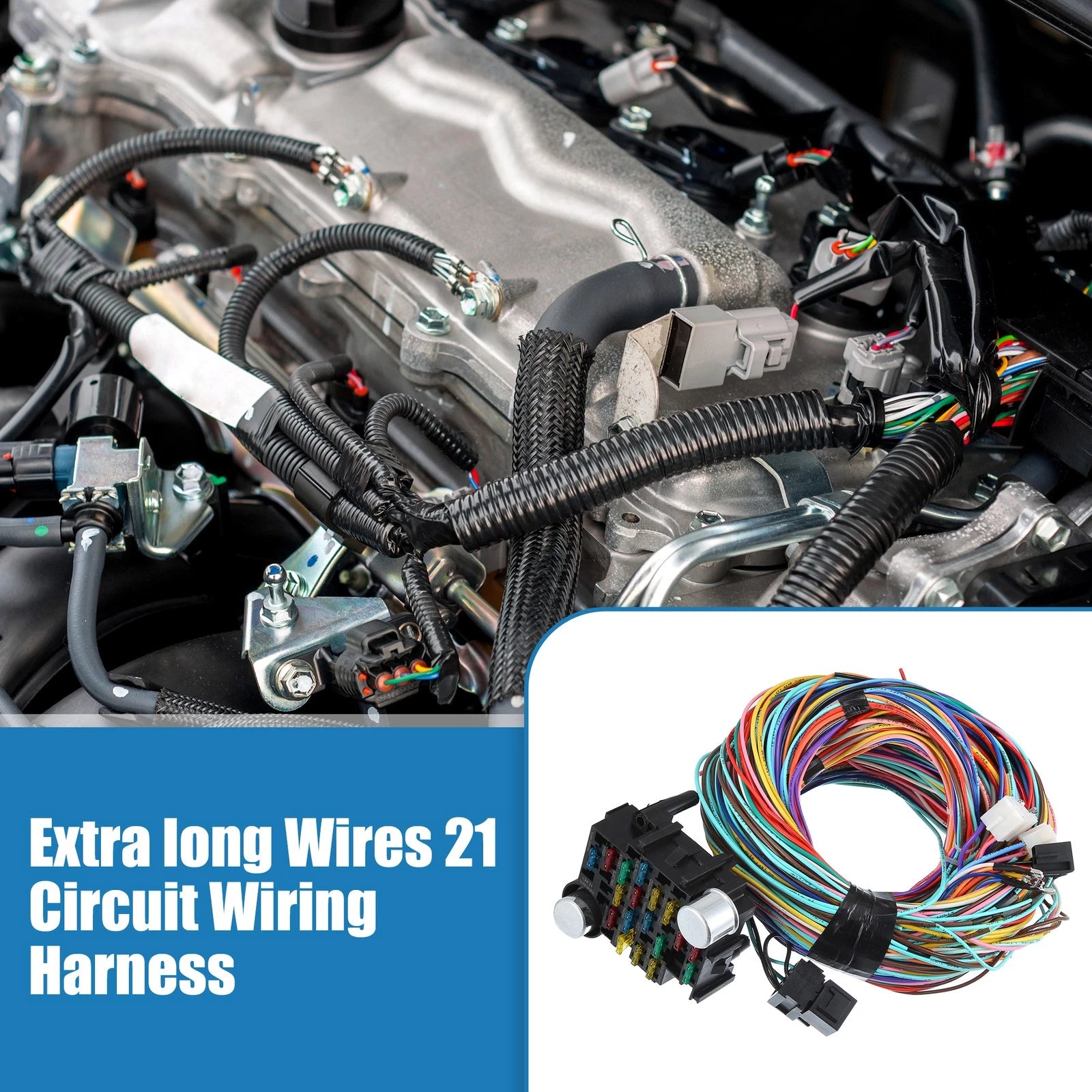 21 Circuit Wiring Harness Kit Replacement for GM Chevy Ford Truck (Universal)