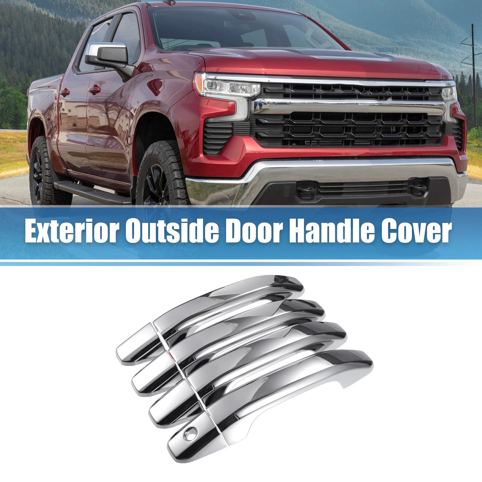 Exterior Door Handle Cover Set Replacement for Chevy Silverado GMC Sierra (2007–2013)