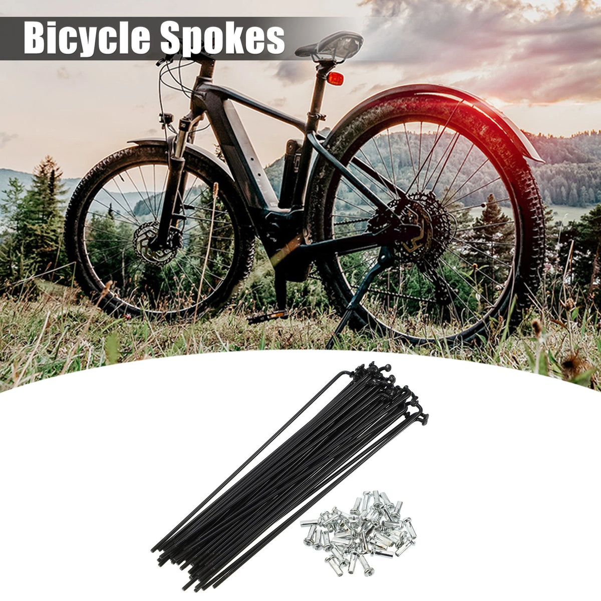 Bike Spoke Kit 40 Pcs 14G J Bend 138mm for Universal Bicycle (All Years)