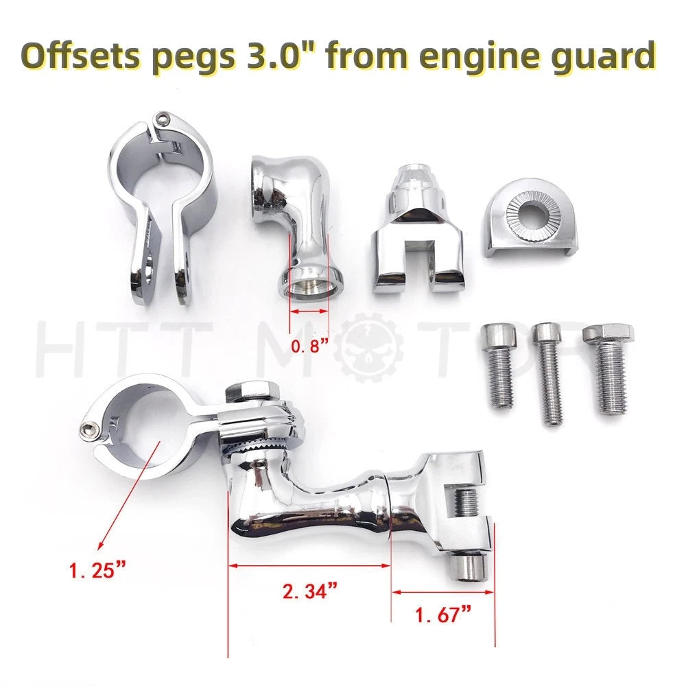 Chrome Footrest Foot Peg Mounting Kits for Harley-Davidson (w/1 1/4" Bars)