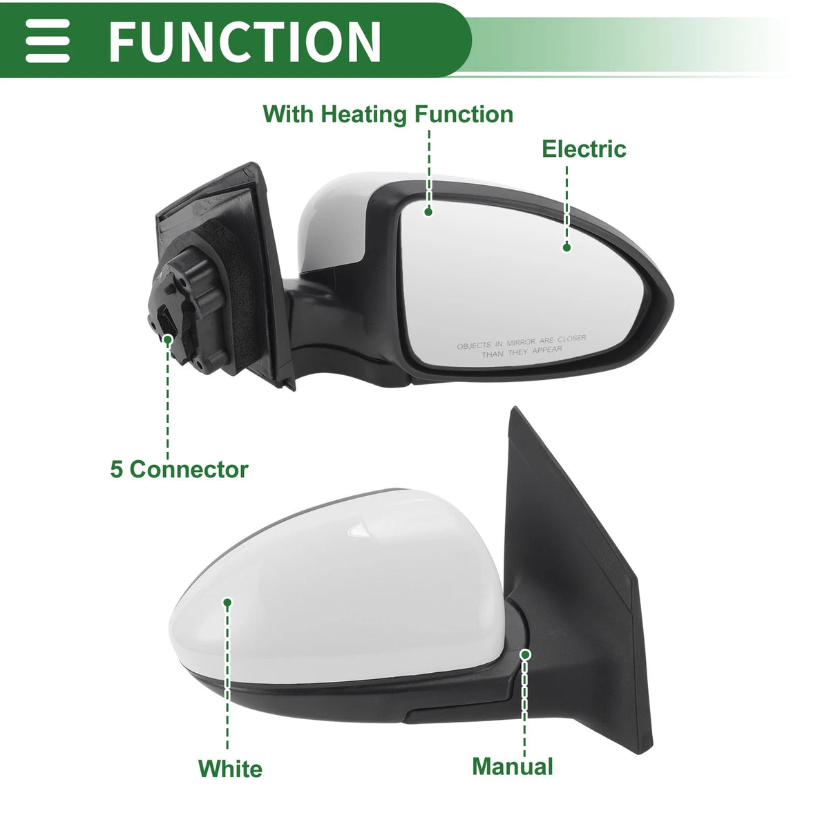 5Pins Right Passenger Side Door Mirror for Chevrolet Cruze (2011–2015)