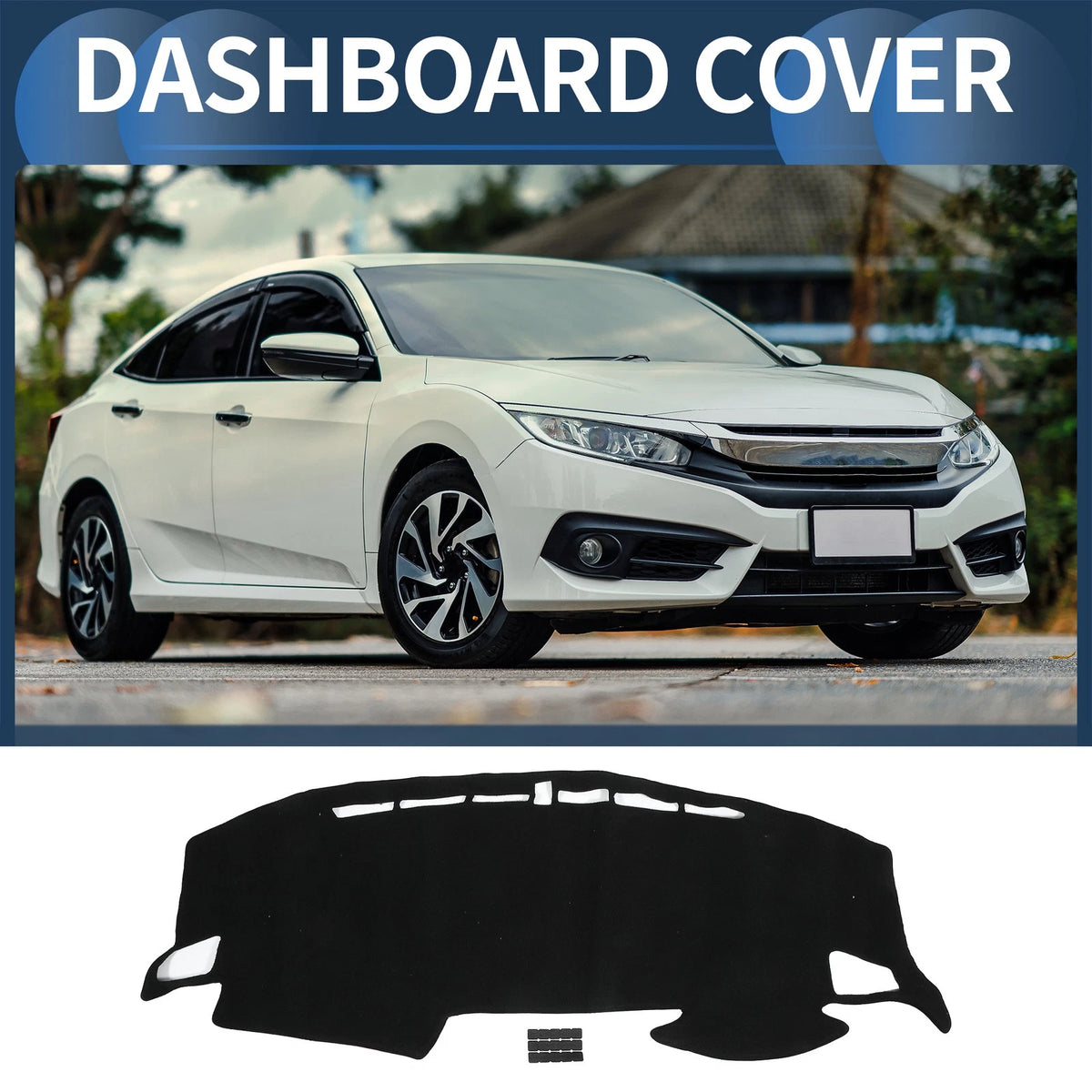 Dashboard Dash Cover Mat Replacement for Honda Civic R FK7 (2017–2024) Black