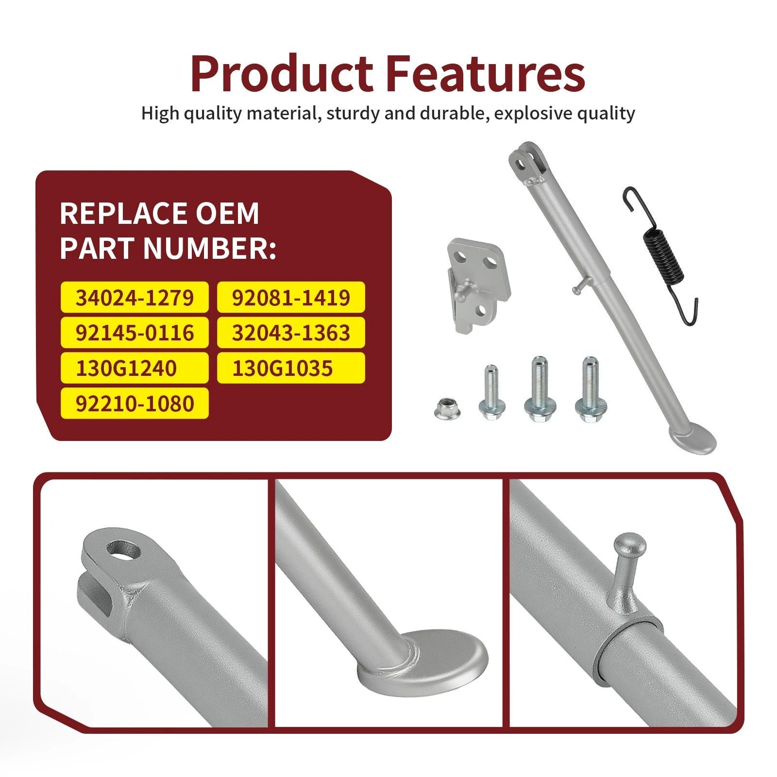 Kick Side Stand Kit for Kawasaki KDX200 KDX220R KDX250 (1991–2006) 34024-1279