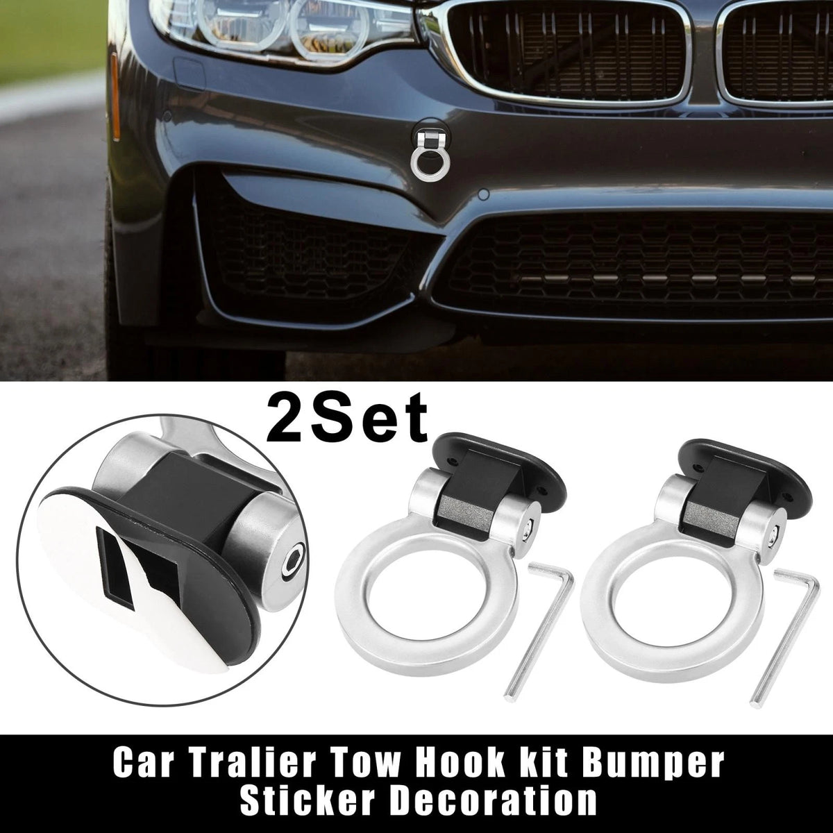 Tow Hook Ring Decor Bumper Sticker 2 Set for Universal Fit (Any Year–Any Year)