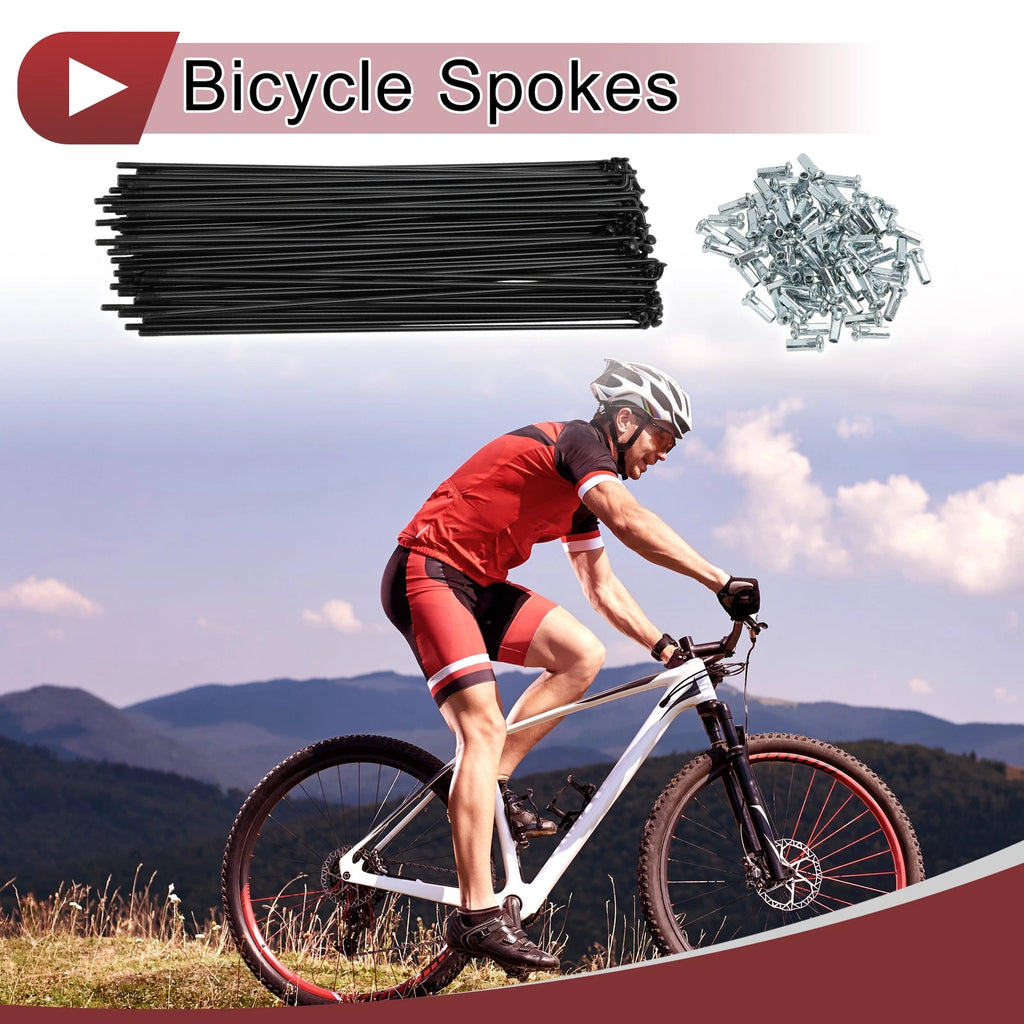 Bicycle Spokes Set 12G 219mm Carbon Steel Black for Bicycle Wheel