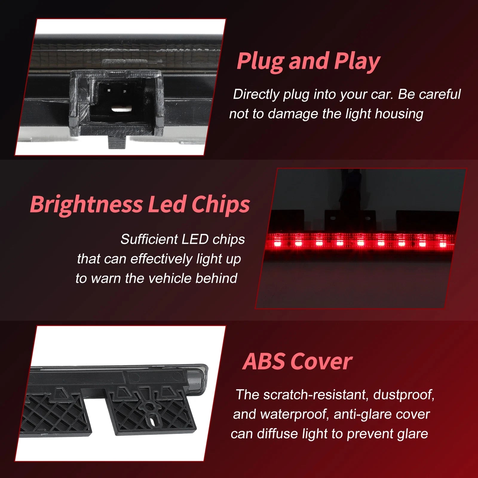 LED Third Brake Light for Mini Cooper R52 (2005–2008) 63256961016 Black