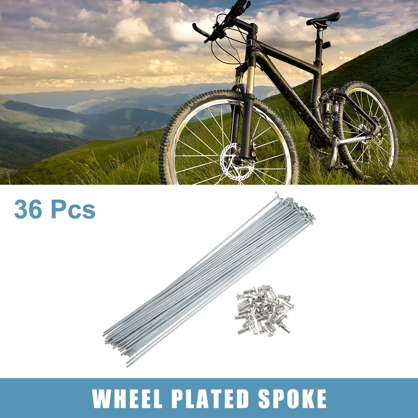 Bicycle Spokes Kit J Bend 13G Galvanized 10.47 Inch with Nipples (36 Pack)