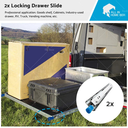 2X Heavy Duty Locking Drawer Slide Runner for Trailer (800mm)