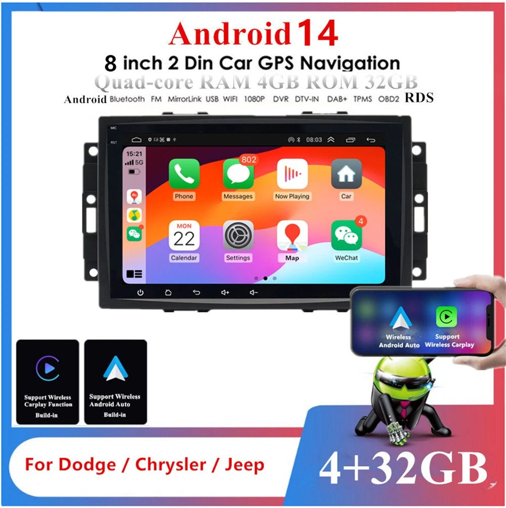 8" Car Stereo GPS Navigation for Dodge Caliber Chrysler PT Cruiser (2006–2010)