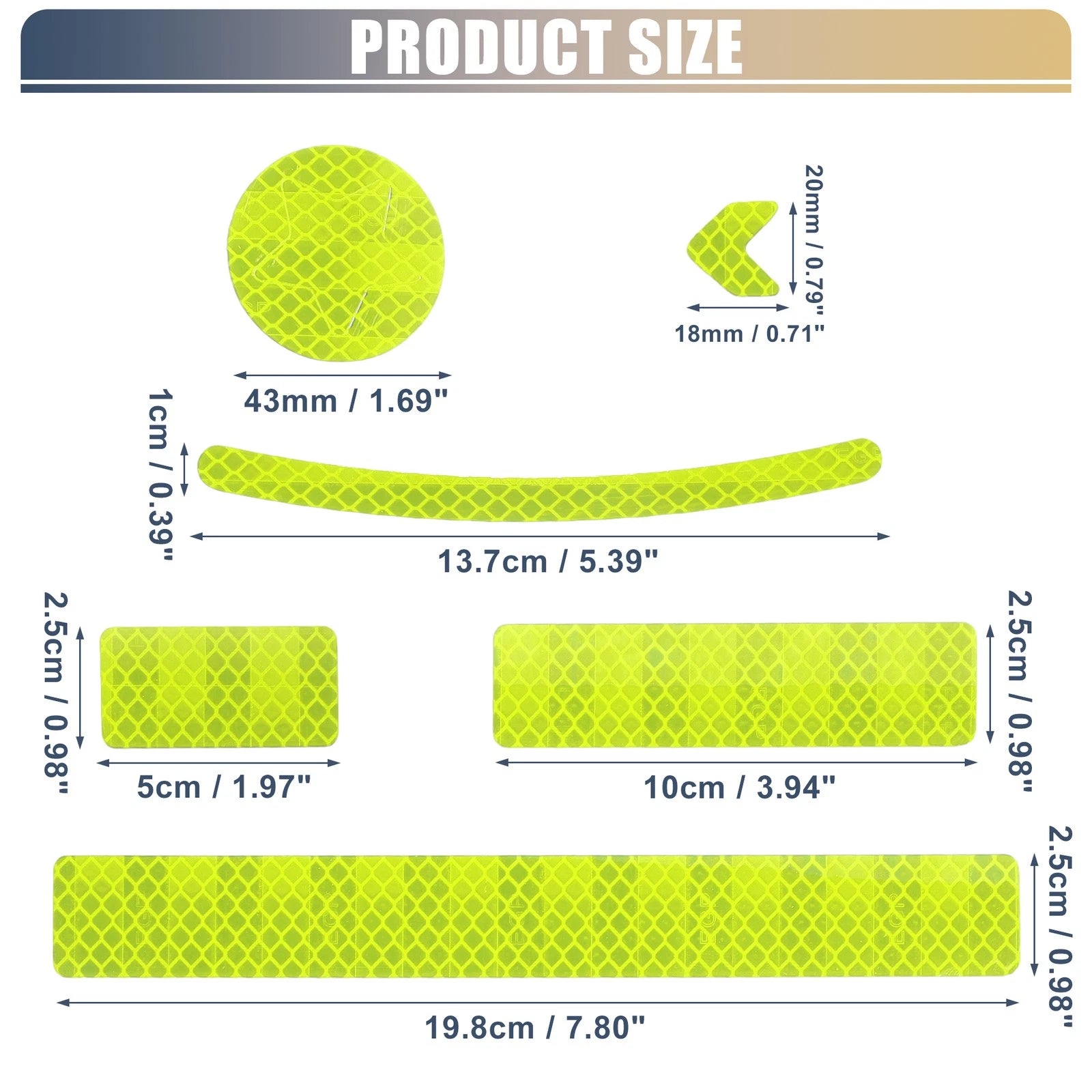 Reflective Safety Warning Tape Set for Motorcycle Bike (Yellow) (42 Pack)