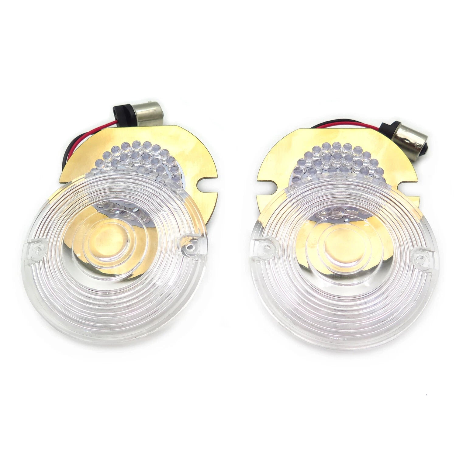 2X 3" Solid Red 1156 LED Flat Turn Signal Inserts for Harley