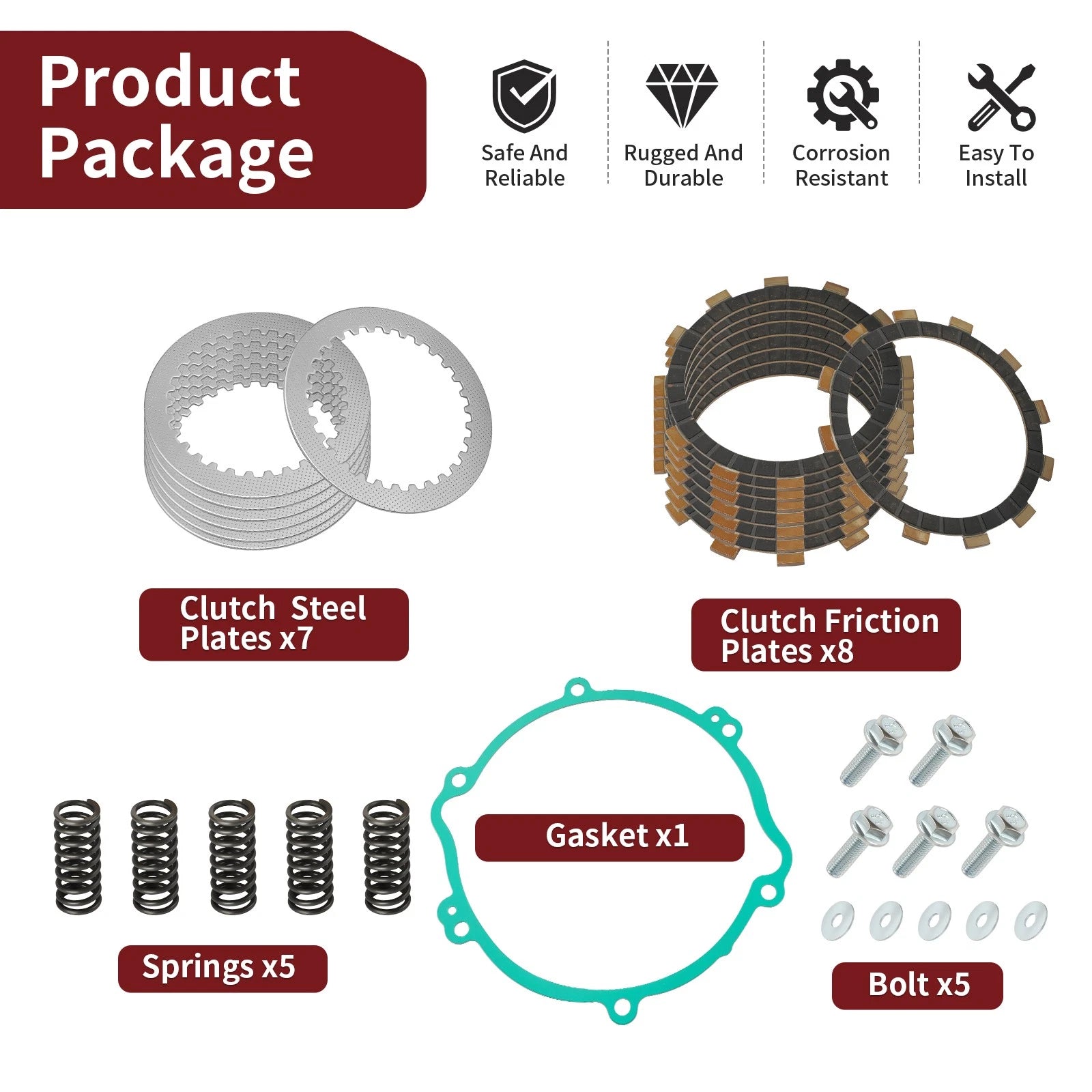 Clutch Friction Steel Plates Set for Yamaha YZ125 (1994–2004)