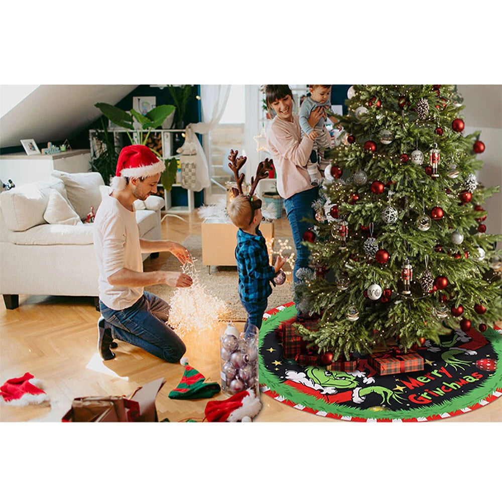 Christmas Tree Skirt Base Floor Mat 48 Inch Grinch Ornament