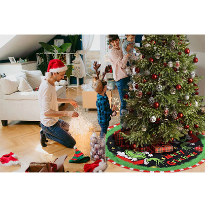 Christmas Tree Skirt Base Floor Mat 48 Inch Grinch Ornament