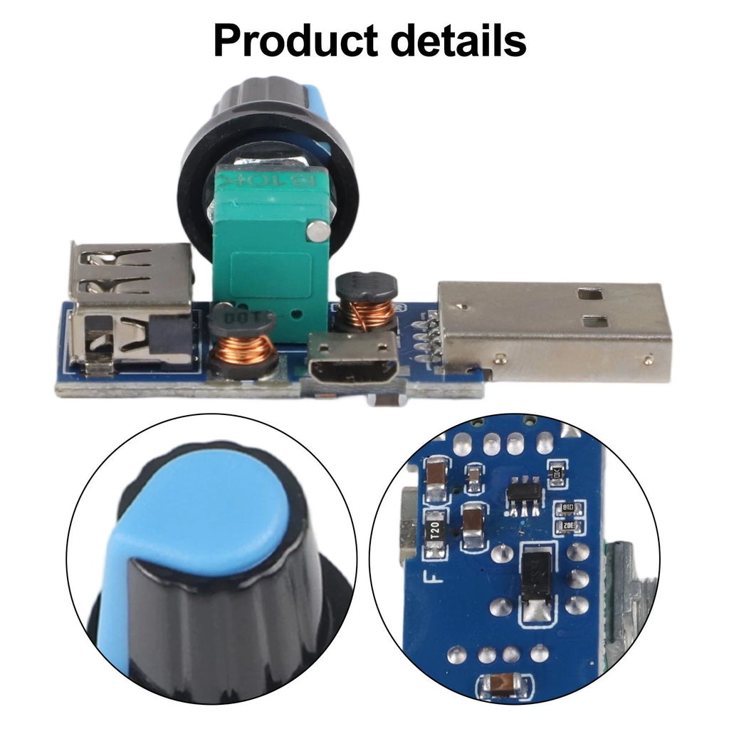 Adjustable USB Fan Driver Module with Knob Control for Universal Use