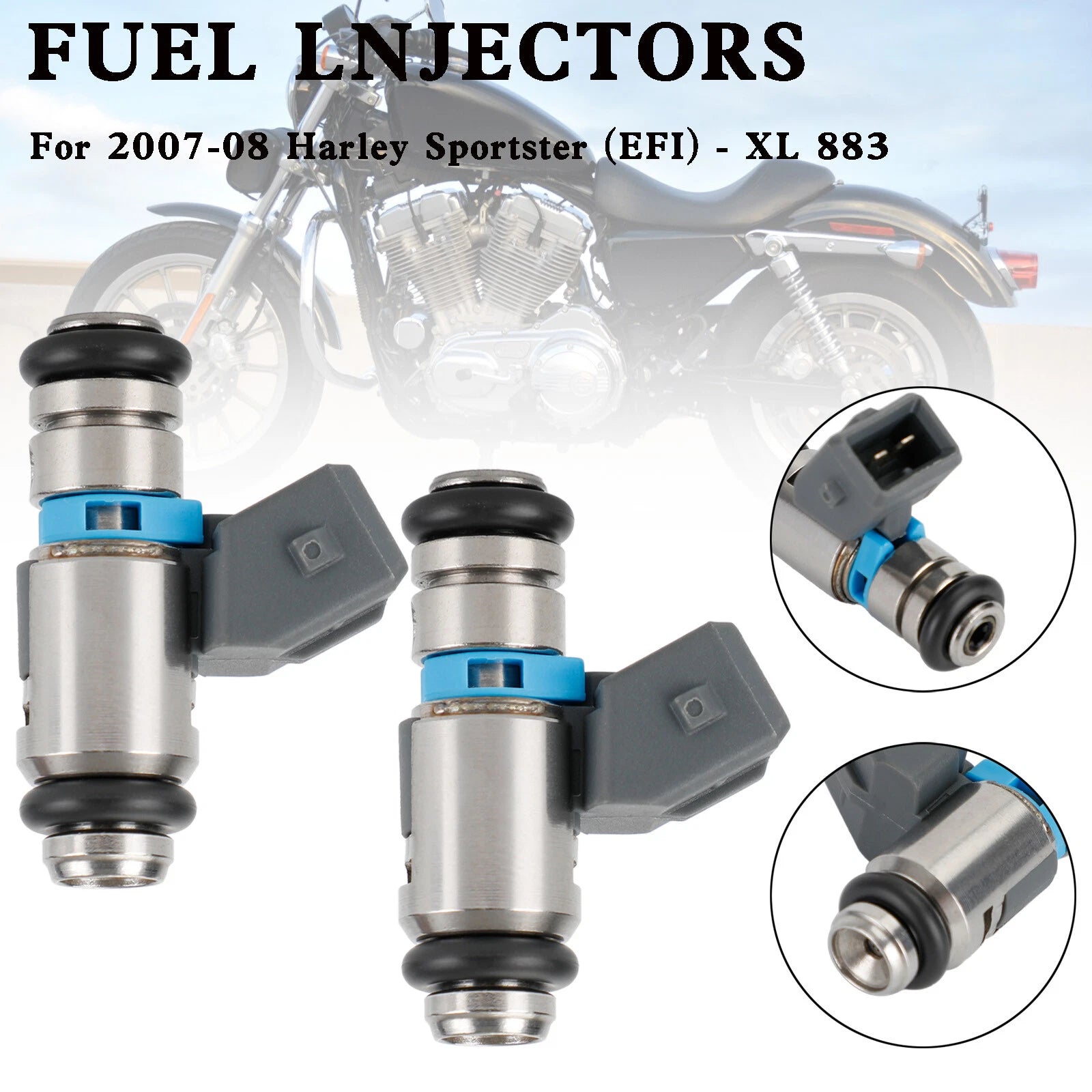 2X Fuel Injectors for Sportster Custom XL (2007–2008) IWP181 27706-07A 994635-3731 T9