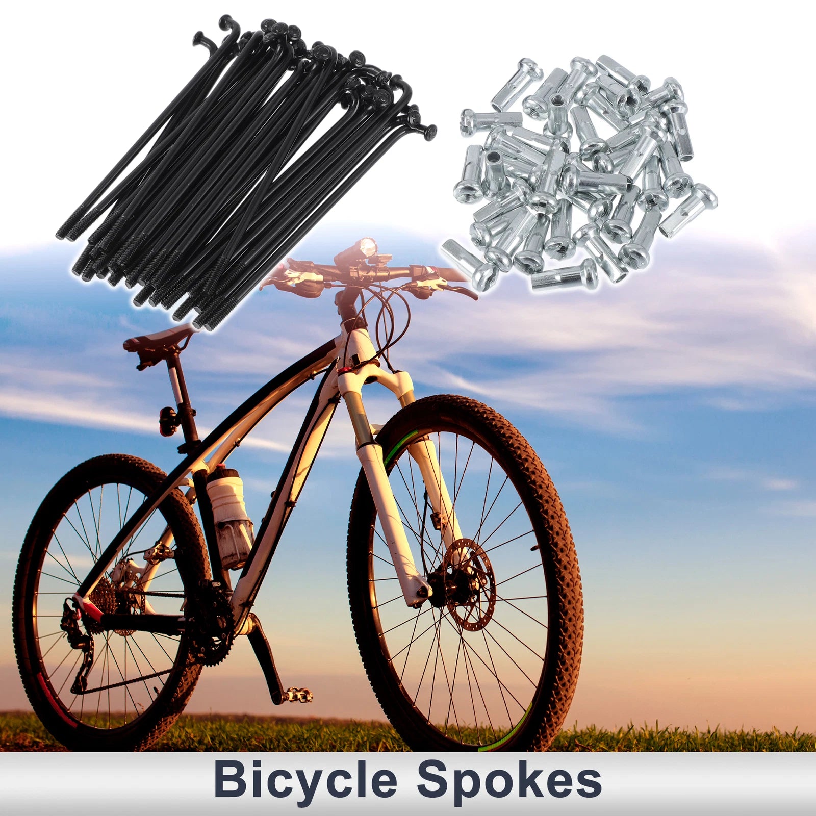 Bicycle Spokes Nipple Set 45 Steel Black 13G 67mm for Universal