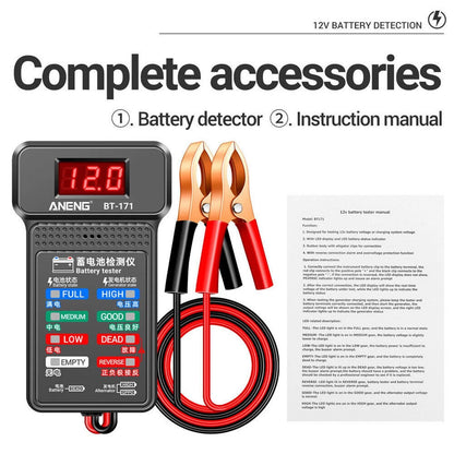 12V BT-171 Battery Tester Gauge for Universal Vehicles (LED)