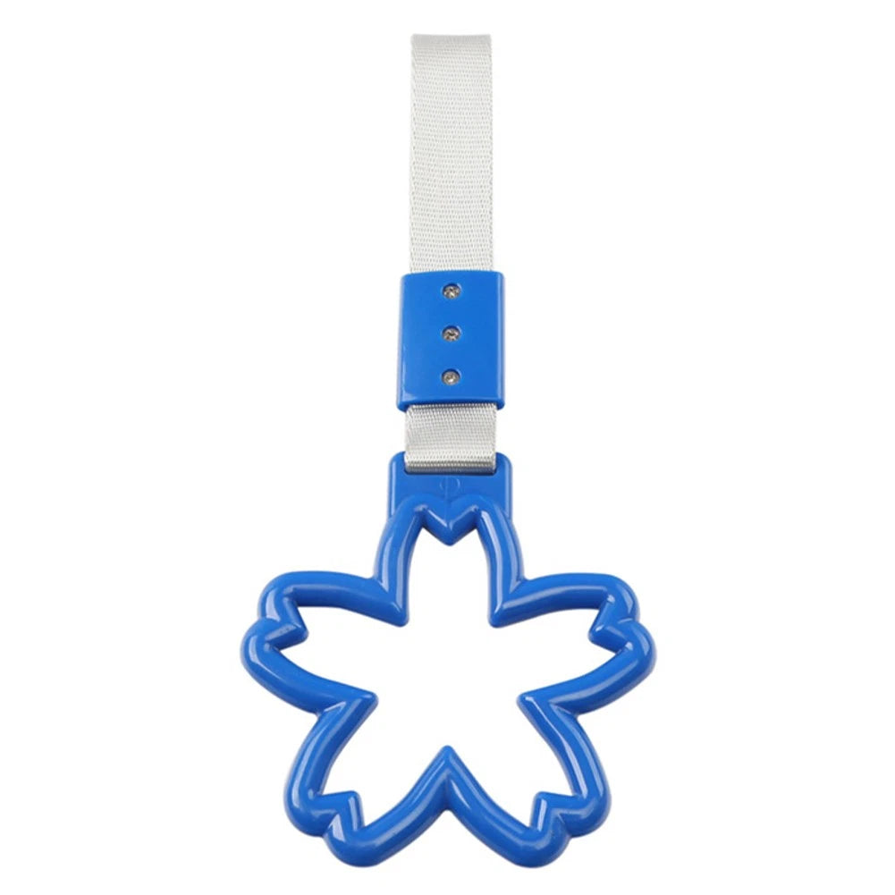 Cherry Blossom Ring Handle Strap for Train Bus (White)