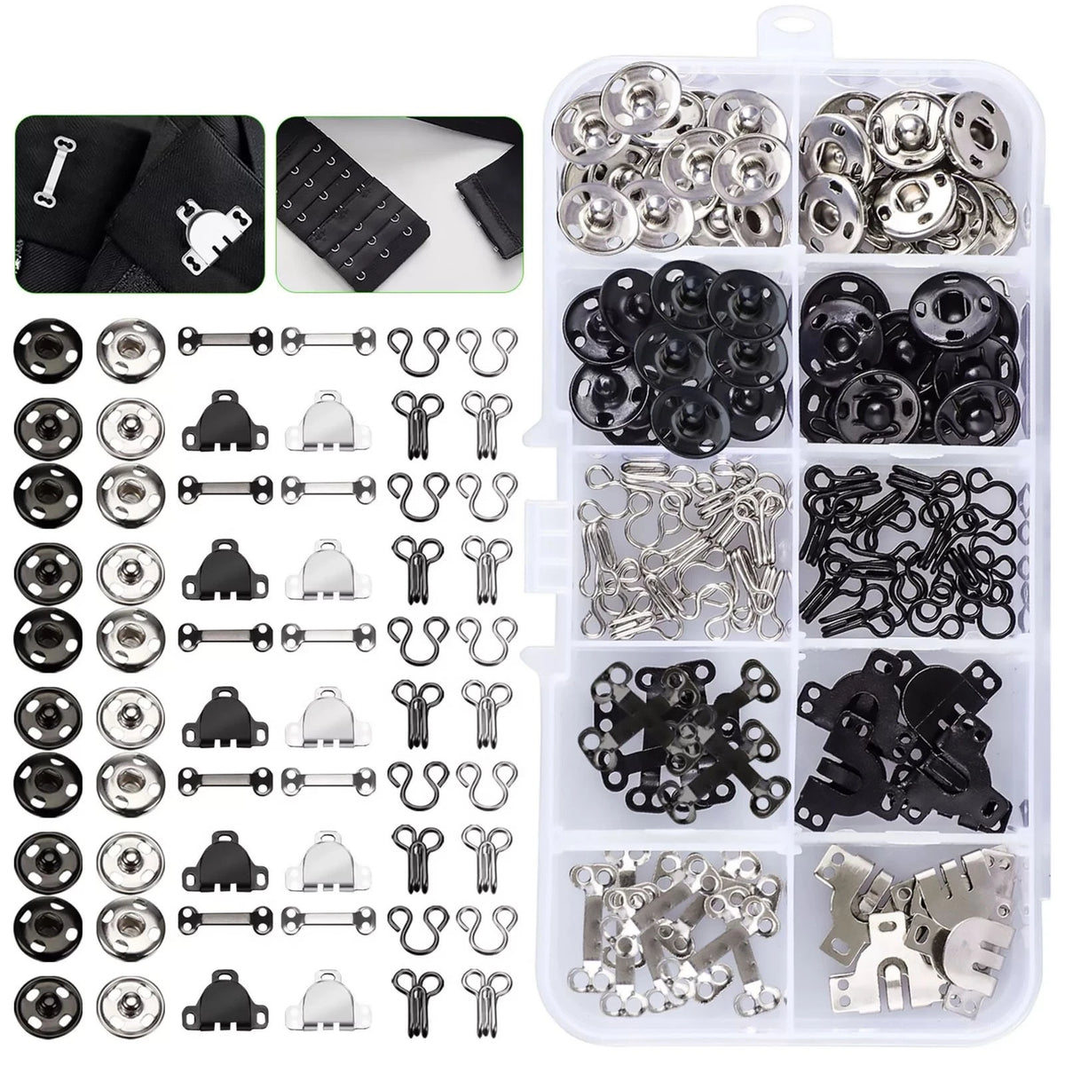 3X Sewing Hook and Eye Closure Snap Fastener Tool - 100 Pair