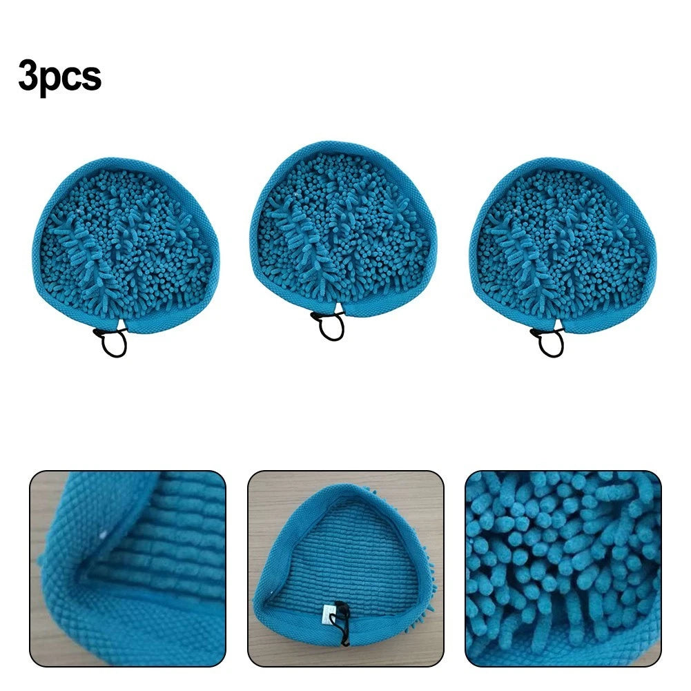 3X Washable Coral Microfibre Mop Pads for Triangular Steam Cleaners