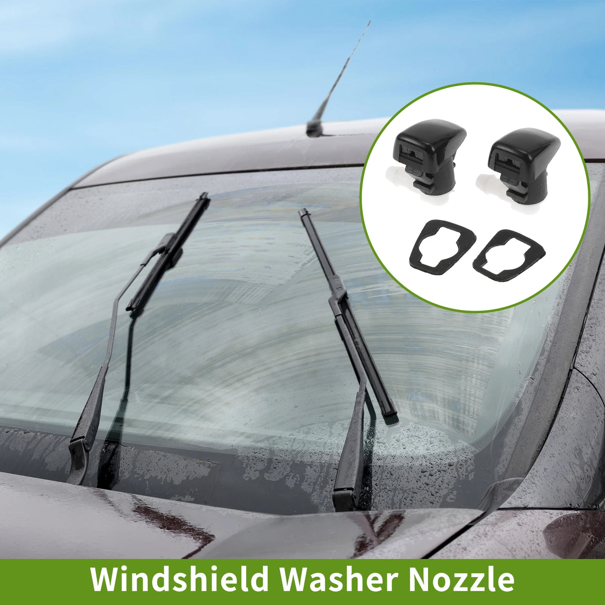 Set of 2 Front Windshield Washer Nozzles for Jeep Cherokee (2014–2017) No. 68102968AA Black