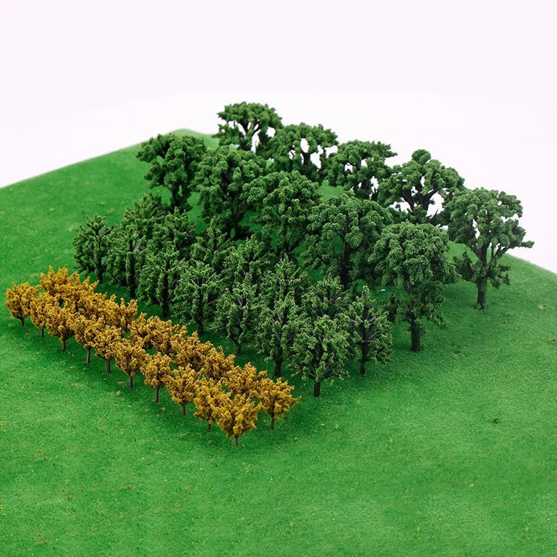 50pcs Miniature Trees for Model Train Railroad Scenery