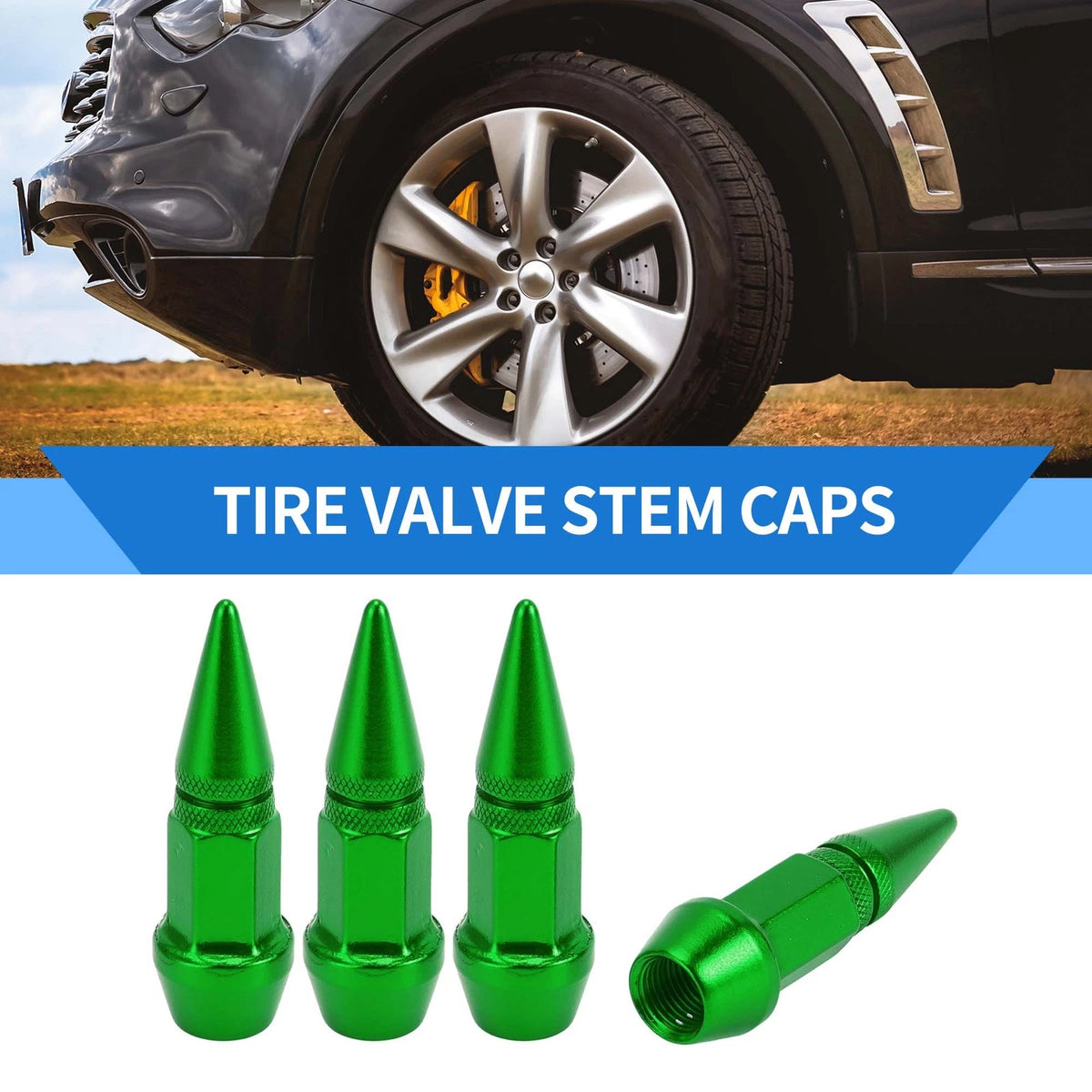 Tire Valve Stem Caps Wheel Valve Cap for Car SUV Bike RV (45x14mm) 4 Pcs