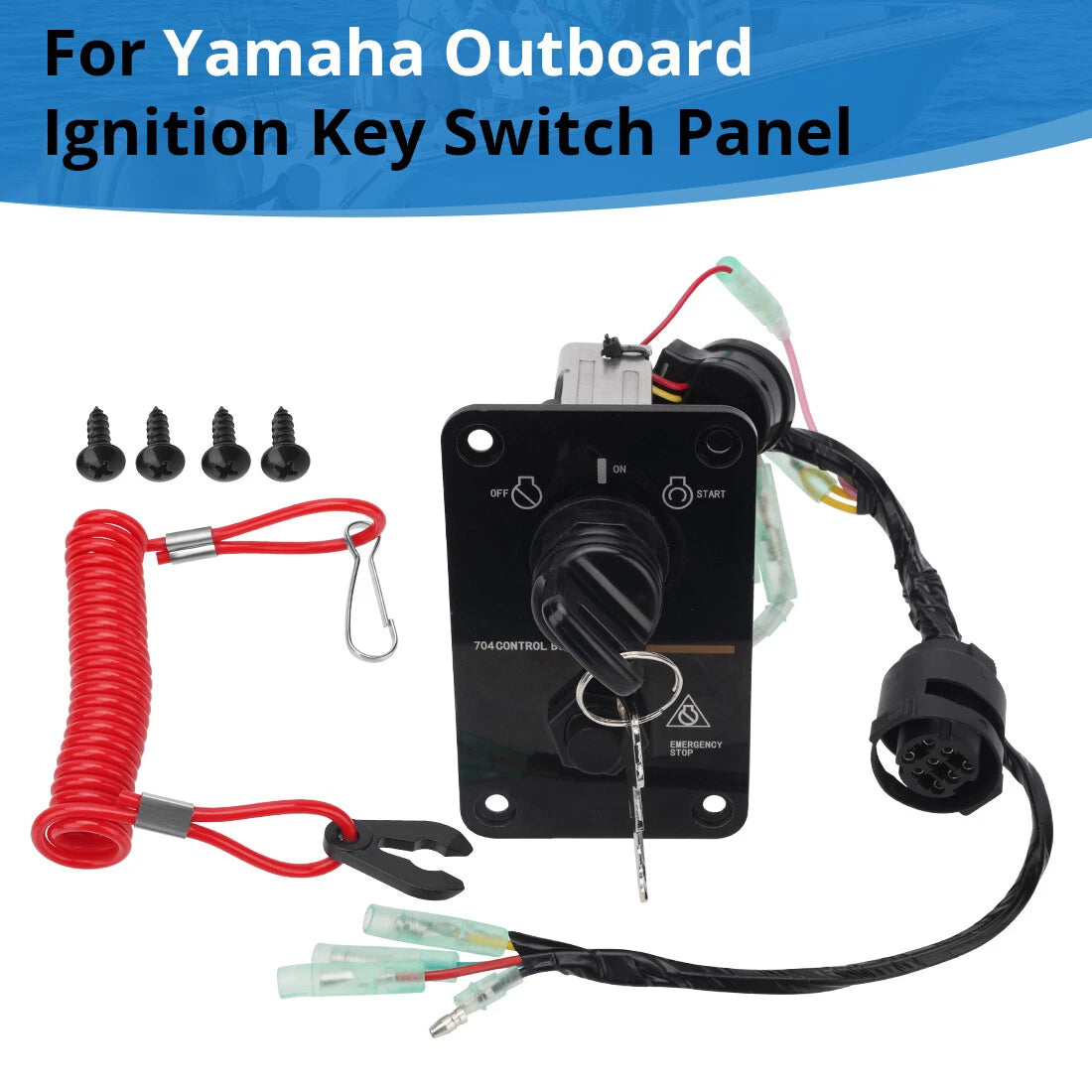 Outboard Single Engine Key Switch Assembly Panel for Yamaha (704-82570-12-00)