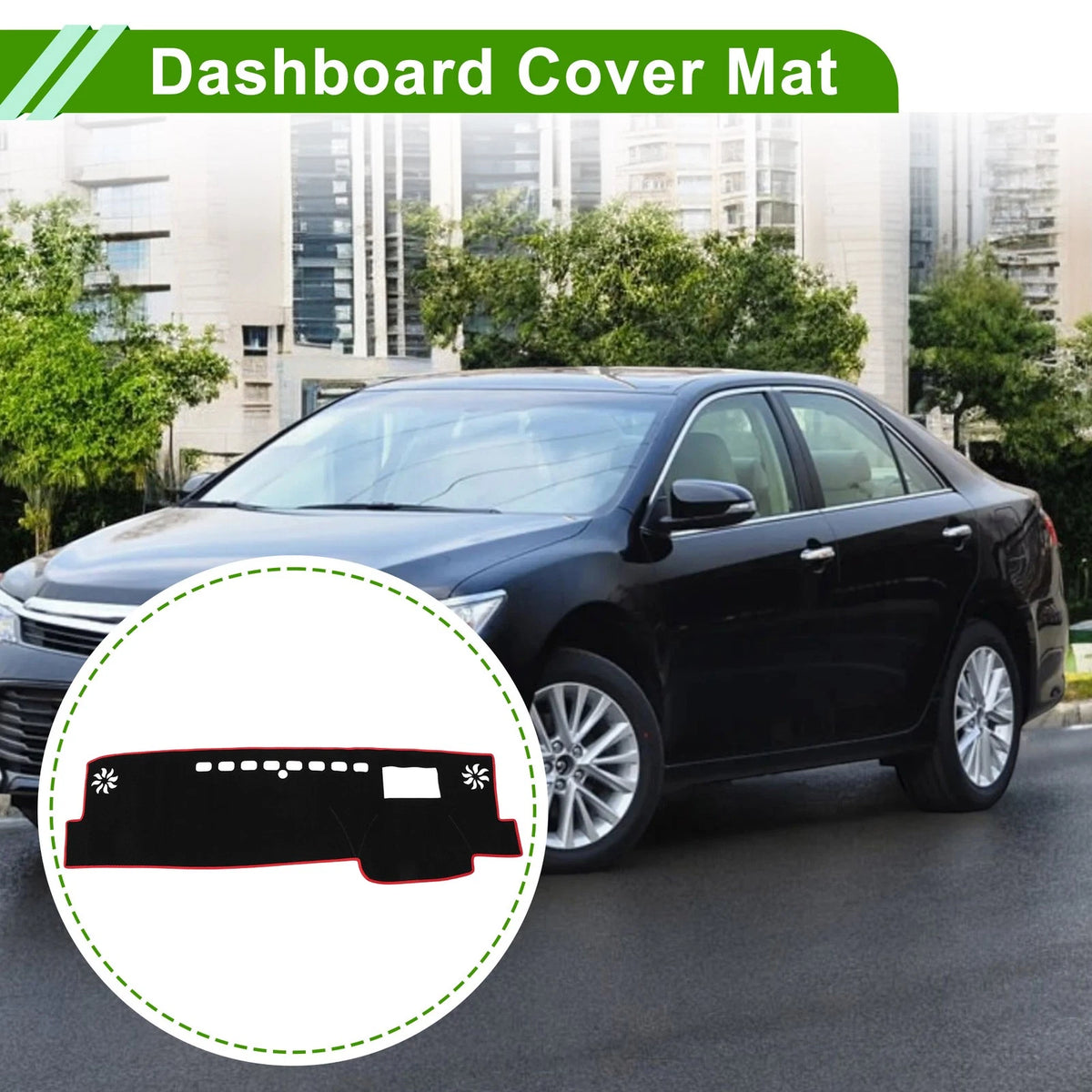 Dashboard Cover for Toyota Camry XV70 (2018–2023) Black Red Polyester 1Pc