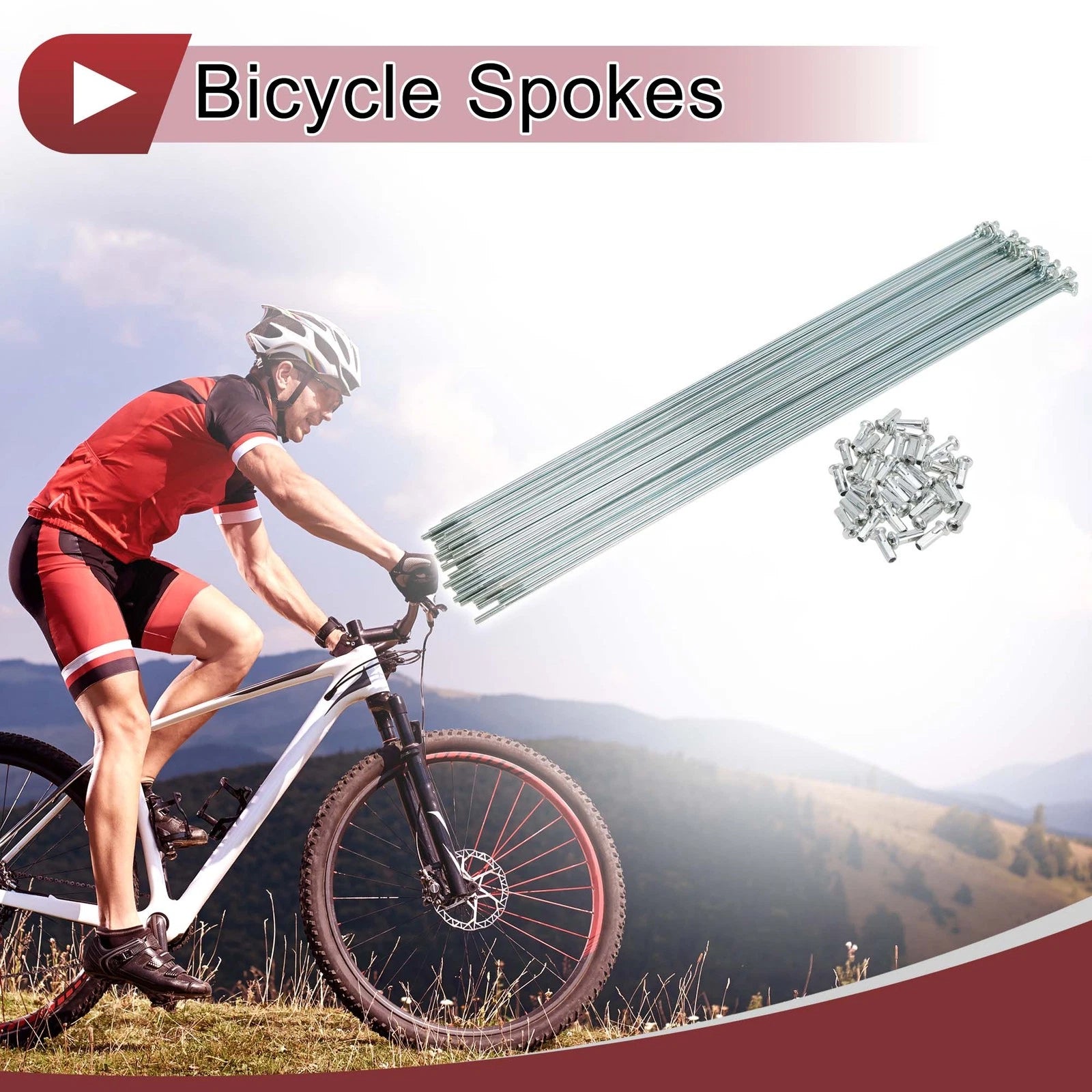 Bicycle Wheel Spokes Set 288mm Galvanized Carbon Steel for 13G (38 Pack)