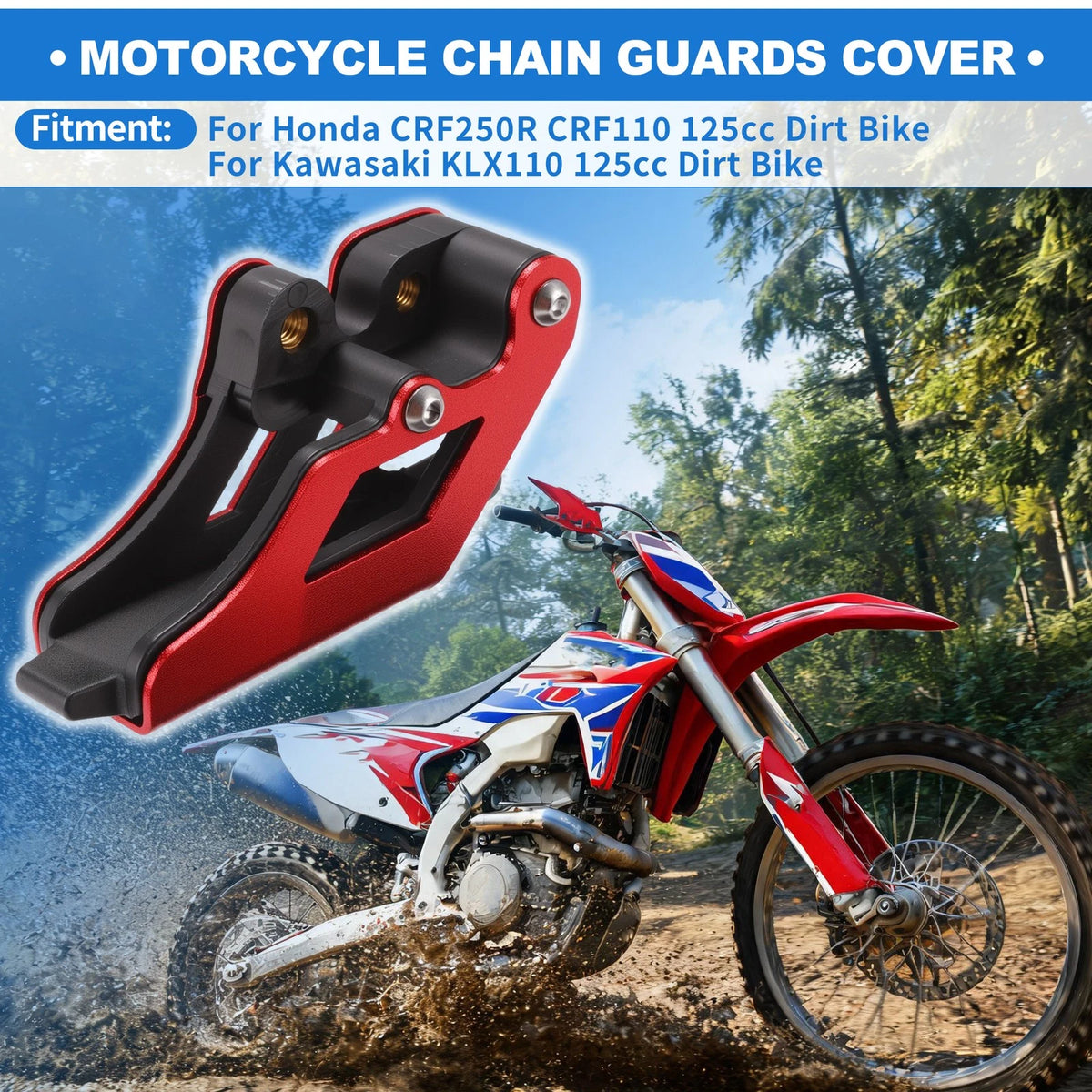 Chain Guard Cover for Honda CRF250R CRF110 (1 pcs) Black Red