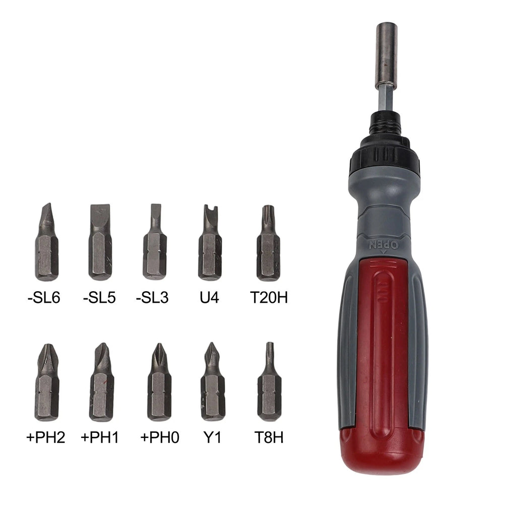 10-in-1 Ratchet Screwdriver Set with Quick Change Mechanism
