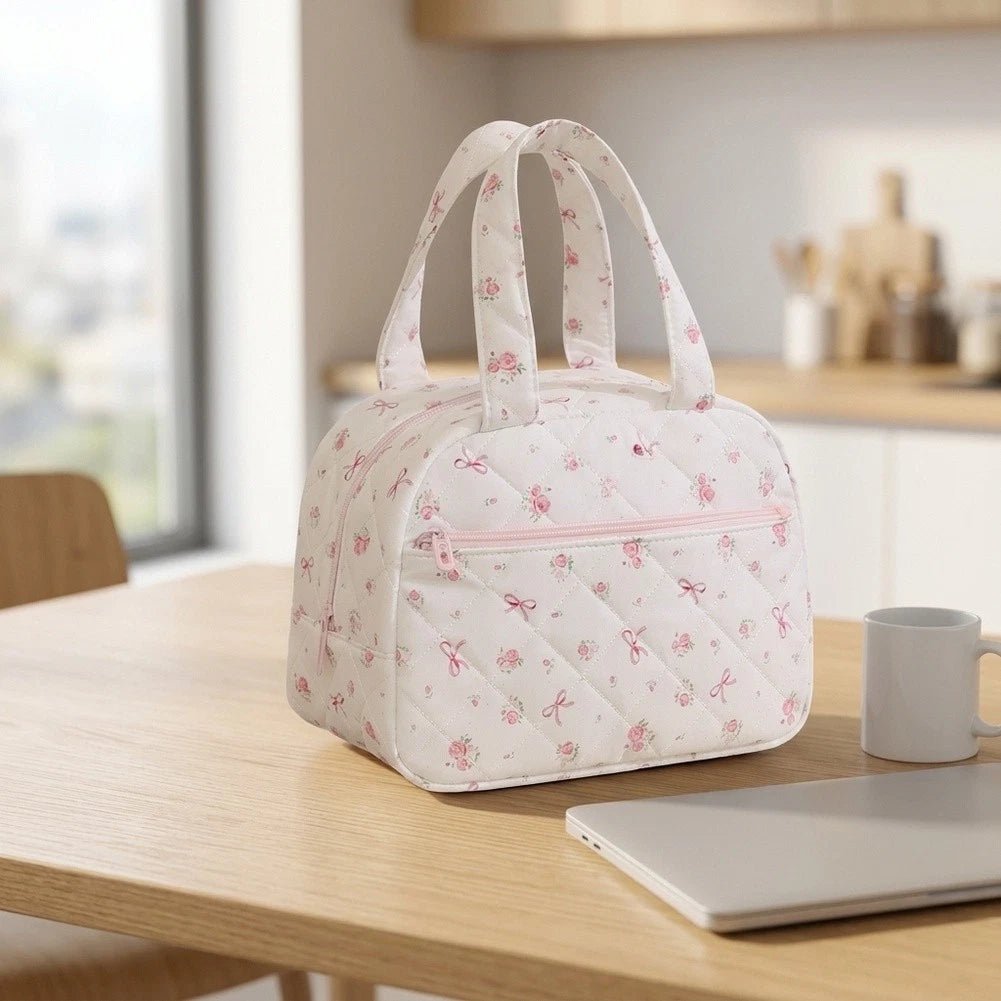 Women's Quilted Insulated Lunch Tote with Wave Point Design