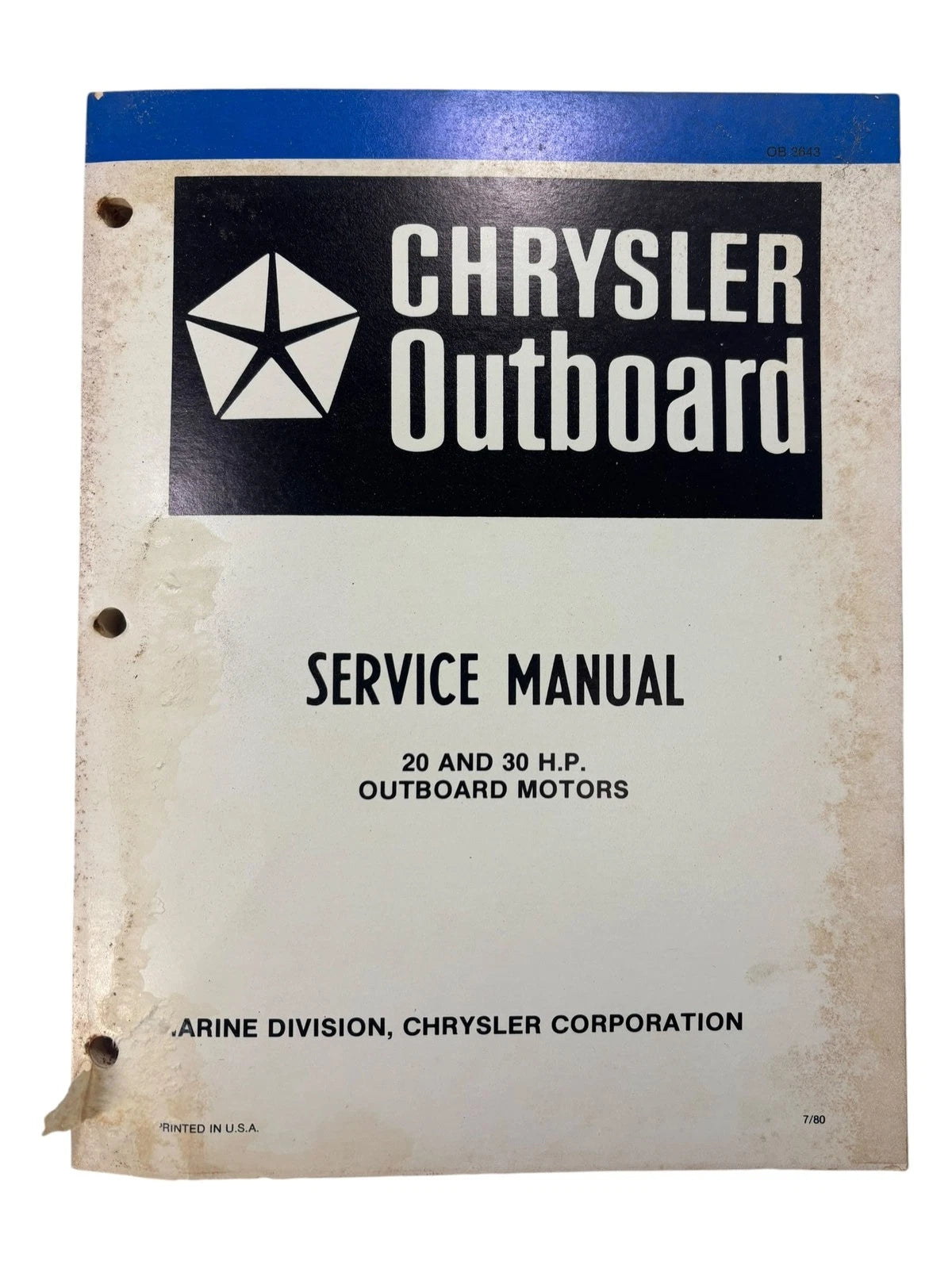 Service Manual for Chrysler Outboards OB3643 (20/30 HP)