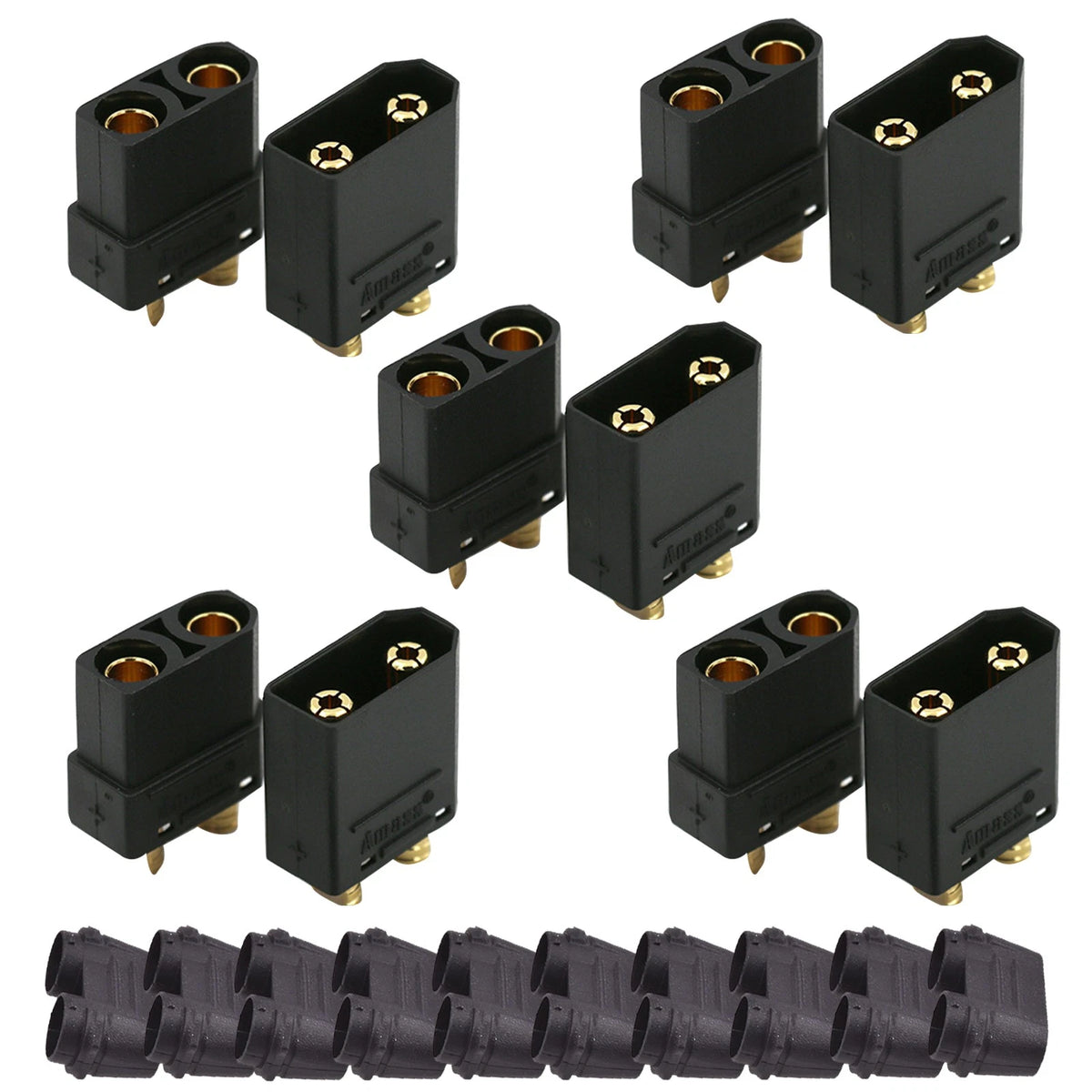10AWG XT90H Connector Set (M&F) + Protective Cover for Battery/Charger/Controller