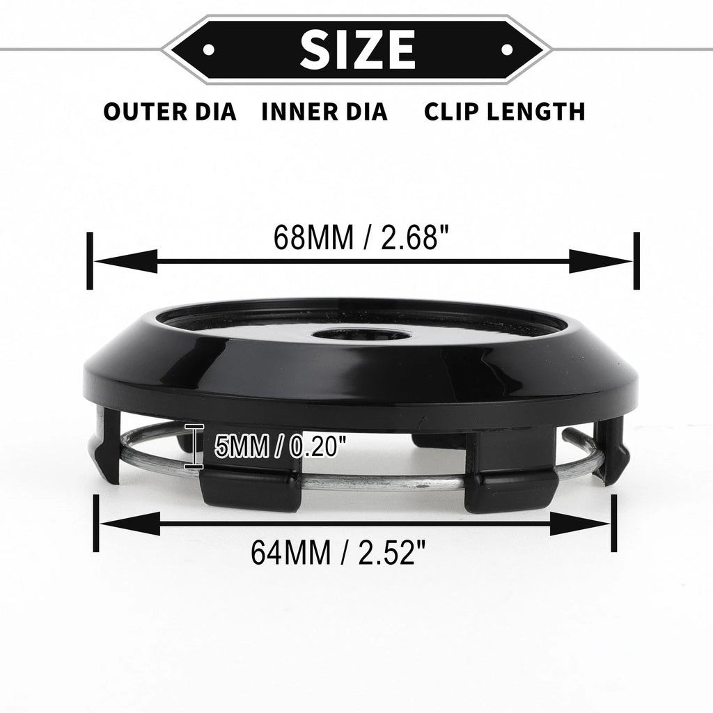 1Pc Wheel Hub Center Cap for 68mm Gloss Black