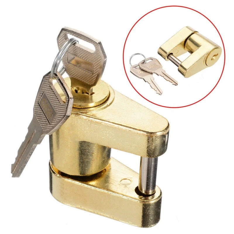Security Coupler Lock for Towing Vehicles +2 Keys Zinc Alloy Anti-theft