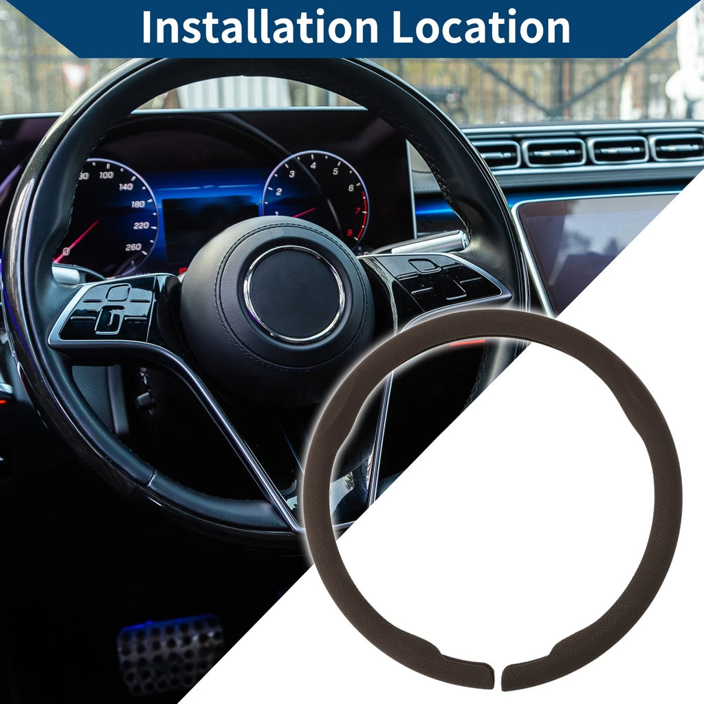 Steering Wheel Cover for Universal Fit (14.96", Brown)