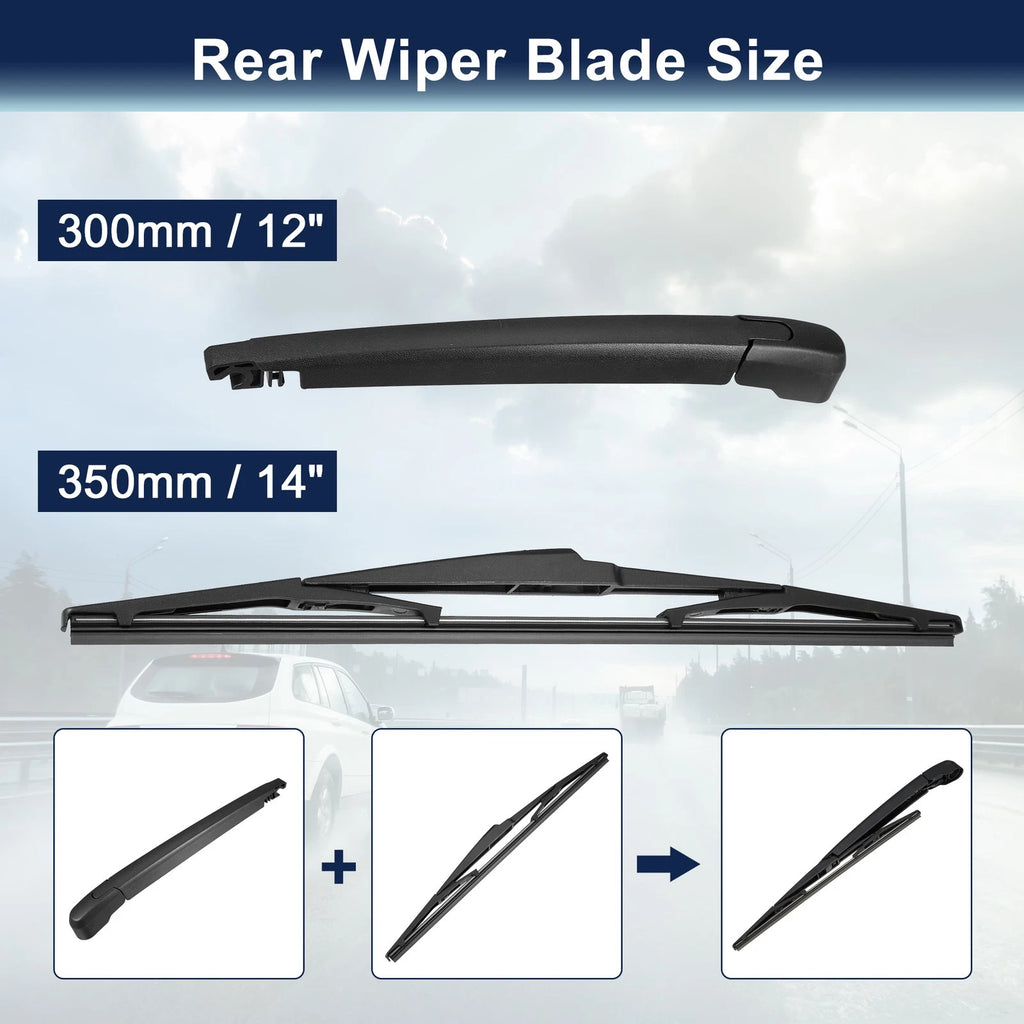 Rear Windshield Wiper Blade Arm Set for Mazda 6 Estate and CX-5 (2010–2015)