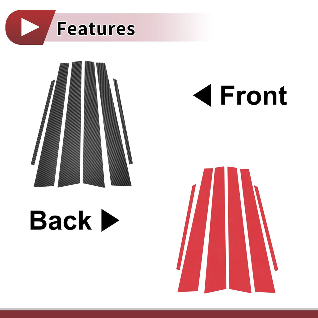 6 Pcs Door Window Trim Pillar Set Replacement for Toyota Corolla (1998–2002)
