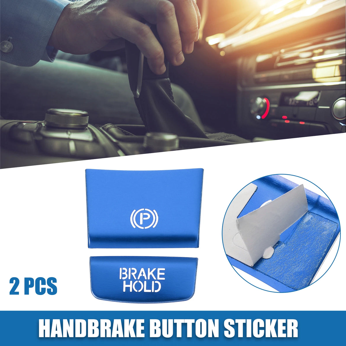 2pcs Handbrake Button Sticker for Honda HR-V (2016–2020) Blue