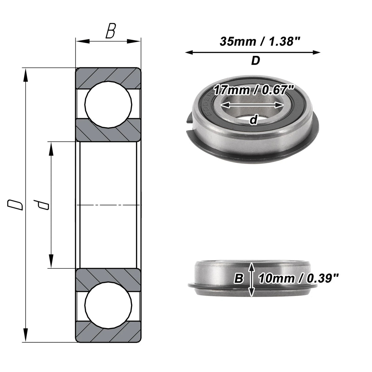 6003NR2RS Deep Groove Ball Bearing for Scooter Skateboard (17x35x10mm)